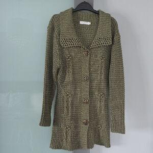 Casa Donna Women's Long Knit Cardigan With Decorative Buttons